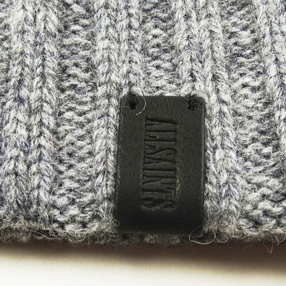 ALL SAINTS Gray Marl Wool Rib Skull Cap Hat One Size - Picture 3 of 7